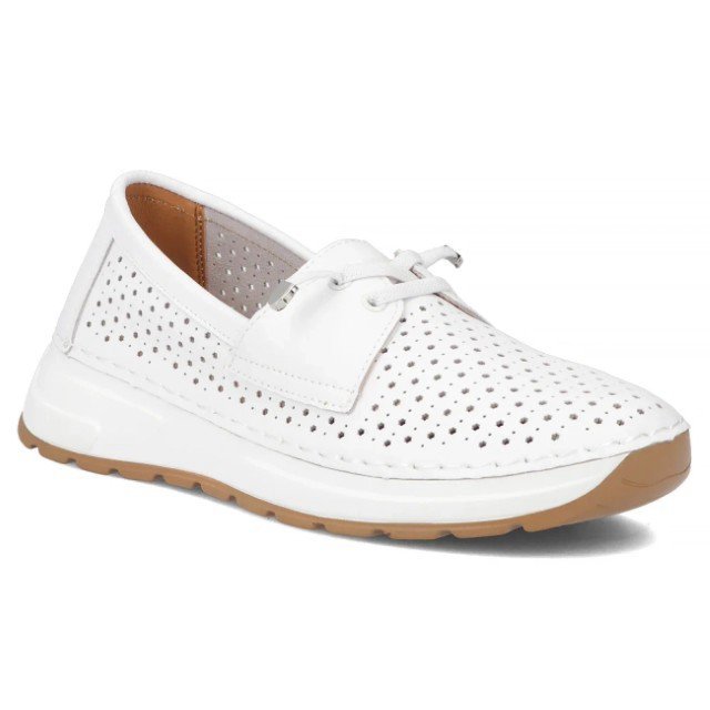 Półbuty damskie białe Filippo DP7610/26 buty skórzane ażurowe lekkie-41