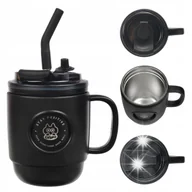 Kubki termiczne - CASNO Kubek Termiczny Turystyczny Próżniowy Stalowy Ze Słomką 450 ml - miniaturka - grafika 1