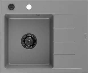 Mexen Ben zlewozmywak granitowy 1-komorowy z ociekaczem prawy 600 x 500 mm, szary, syfon czarny - 6523605000-71-B - Zlewozmywaki - miniaturka - grafika 1