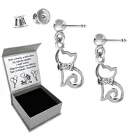 Biżuteria dla dzieci - Kolczyki Dziecięce Kot Kotek Kotki Kolczyki Komunia Grawer Srebro 925 - miniaturka - grafika 1