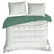 Pościel - Pościel RAYA paski biało miętowa 220x200 satyna - miniaturka - grafika 1