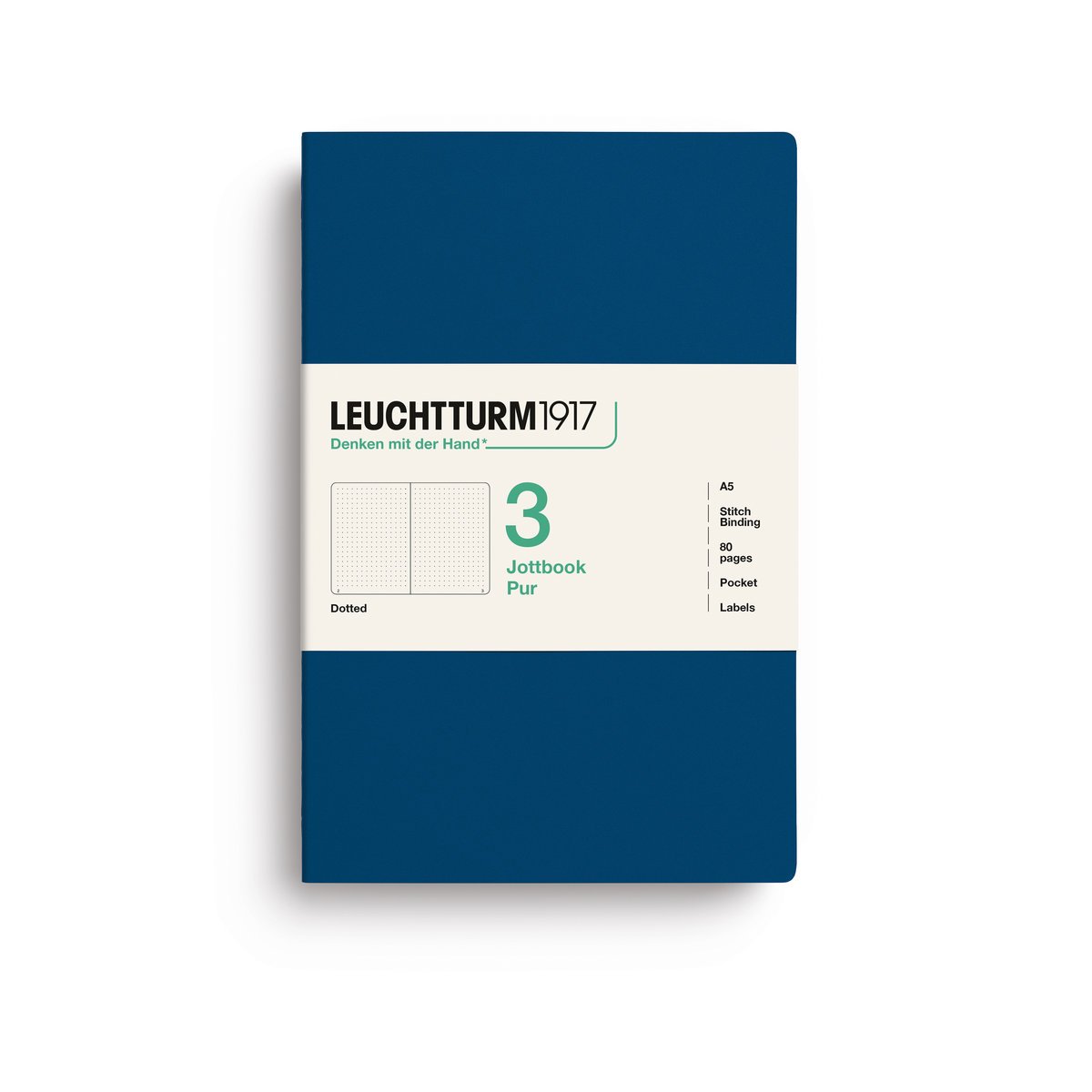 Zestaw 3 zeszytów Leuchtturm1917 Jottbook A5, kropki, Indigo