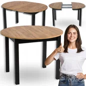 Stoły - Stół Okrągły Rozkładany Kuchenny Do Jadalni Salonu Loft Craft Czarny Harry - miniaturka - grafika 1