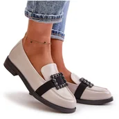 Mokasyny damskie - Lakierowane Mokasyny Damskie Z Ozdobą Jasnoszare Vinceza 58389 - miniaturka - grafika 1