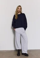 Swetry damskie - Stradivarius Dzianinowy sweter z okrągłym dekoltem Ciemnomorski S - miniaturka - grafika 1