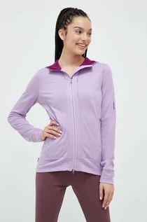 Bluzy damskie - Icebreaker bluza sportowa kolor fioletowy z kapturem gładka - grafika 1