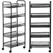 Wózki kuchenne - Regał Kuchenny mobilny na kółkach wózek Czarny 5 - miniaturka - grafika 1