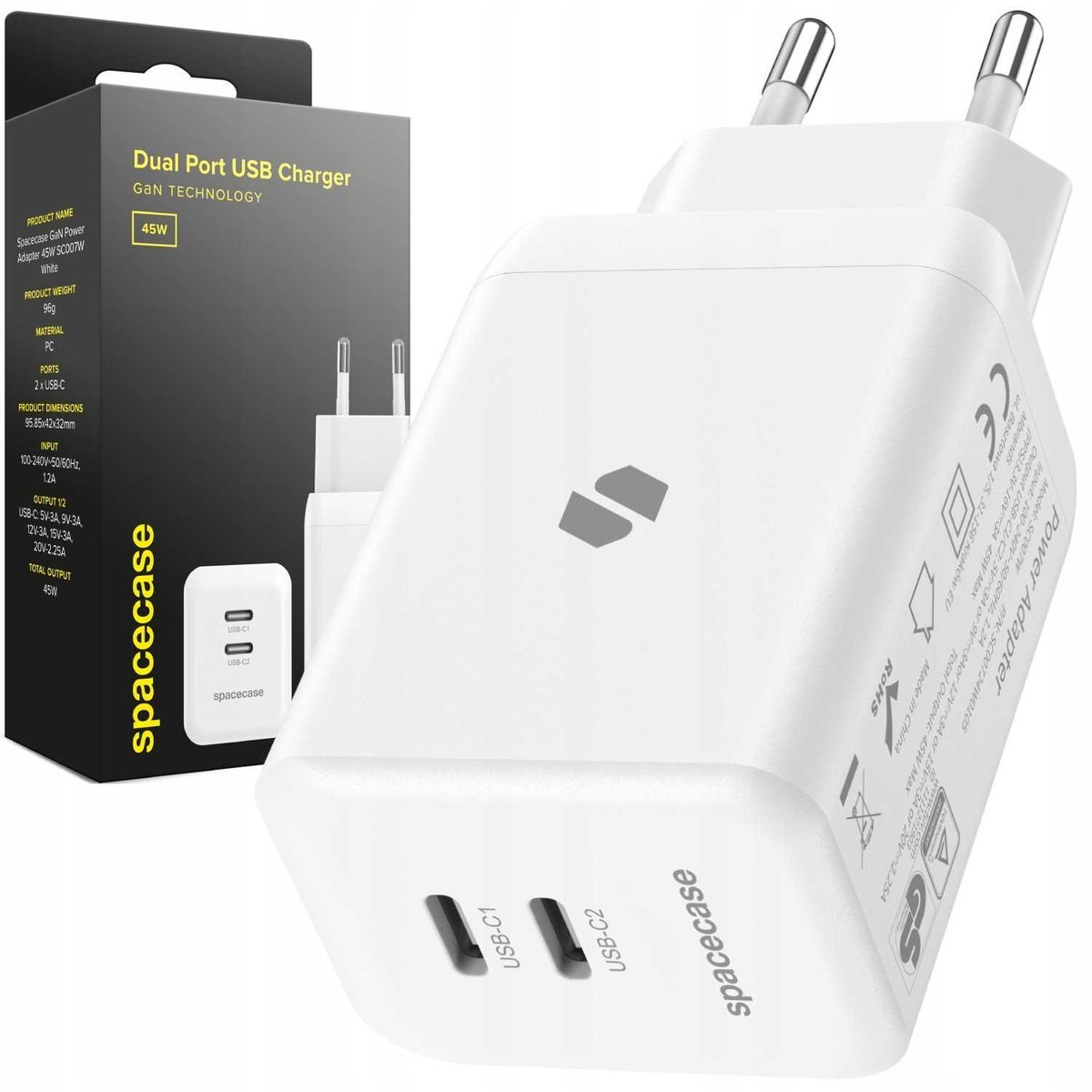 SC USB Charger 45W GaN SC007W white