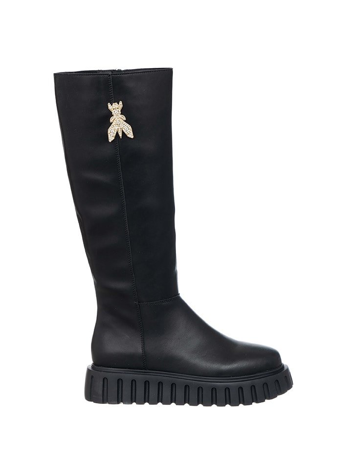 Patrizia Pepe Skórzane kozaki w kolorze czarnym