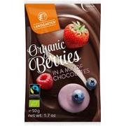 Owoce świeże i suszone - LANDGARTEN (przekąski w czekoladzie) MIESZANKA LIOFILIZOWANYCH MALIN, JAGÓD I TRUSKAWEK W CZEKOLADZIE FAIR TRADE BEZGLUTENOWE BIO 50 g - LANDGARTEN BP-9004998900176 - miniaturka - grafika 1