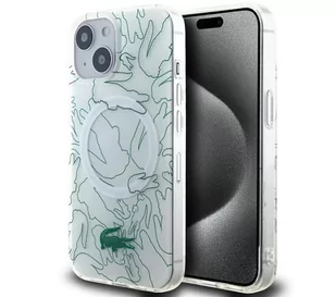 Lacoste LCHMP15SUREH Hardcase Double Layer Repeat MagSafe do iPhone 15 Biały - Etui i futerały do telefonów - miniaturka - grafika 1