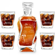 Karafki - Zestaw karafka łamana z 4 szklankami grawer dla niej na 45 urodziny - miniaturka - grafika 1