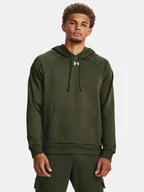 Bluzy męskie - Męska bluza z kieszenią kangurka Rival Fleece Under Armour 1379757-390 Zielony - miniaturka - grafika 1