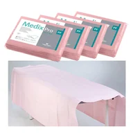 Kosmetyczne akcesoria jednorazowe - MedixPro Prześcieradło jednorazowe 150cm x 210cm różowe podfoliowane 54g MedixPro 20szt - miniaturka - grafika 1