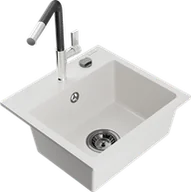 Zlewozmywaki z baterią - Mexen Milo zlewozmywak granitowy 1-komorowy z baterią kuchenną Flora, biały - 6505-20-670401-07-B - miniaturka - grafika 1