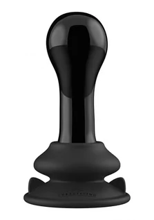 Korki analne - Chrystalino Globy Glass Vibrator with Suction Cup and Remote Rechargeable 10 Speed Black - grafika 1