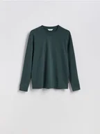 Koszulki męskie - Reserved - Longsleeve regular - ciemnozielony - miniaturka - grafika 1