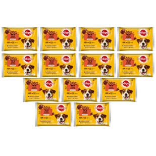 PEDIGREE Adult saszetka 13x(4x100g) - Wybór Smaków w Galaretce, mokra karma pełnoporcjowa w galaretce dla dorosłych psów (kawałki bogate w mieszankę wołowiny i wątróbki oraz kawałki bogate w drób) - Mokra karma dla psów - miniaturka - grafika 1