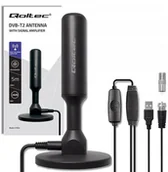 Anteny TV - Qoltec Wewnętrzna Antena TV DVB-T2 ze wzmacniaczem sygnału i magnetyczną podstawą 4K 28dBi 5m - miniaturka - grafika 1