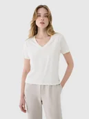 Koszulki i topy damskie - 4F T-shirt oversize z modalem damski - biały XS - miniaturka - grafika 1