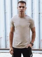 Koszulki męskie - T-shirt męski bez nadruku beżowy RX5610-XL - miniaturka - grafika 1