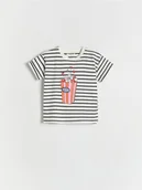 Bluzki dla niemowląt - Reserved - T-shirt w paski z nadrukiem - wielobarwny - miniaturka - grafika 1