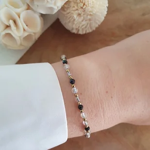 Bransoletka z czarnym turmalinem, cytrynem i kryształem górskim - Bransoletki Bransoletka z czarnym turmalinem, cytrynem i kryształem górskim - Bransoletki - miniaturka - grafika 1