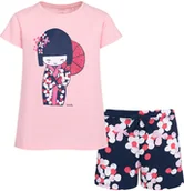 Piżamy dla dziewczynek - Piżama z krótkim rękawem dla dziewczynki, z gejszą, różowa 3-8 lat - miniaturka - grafika 1