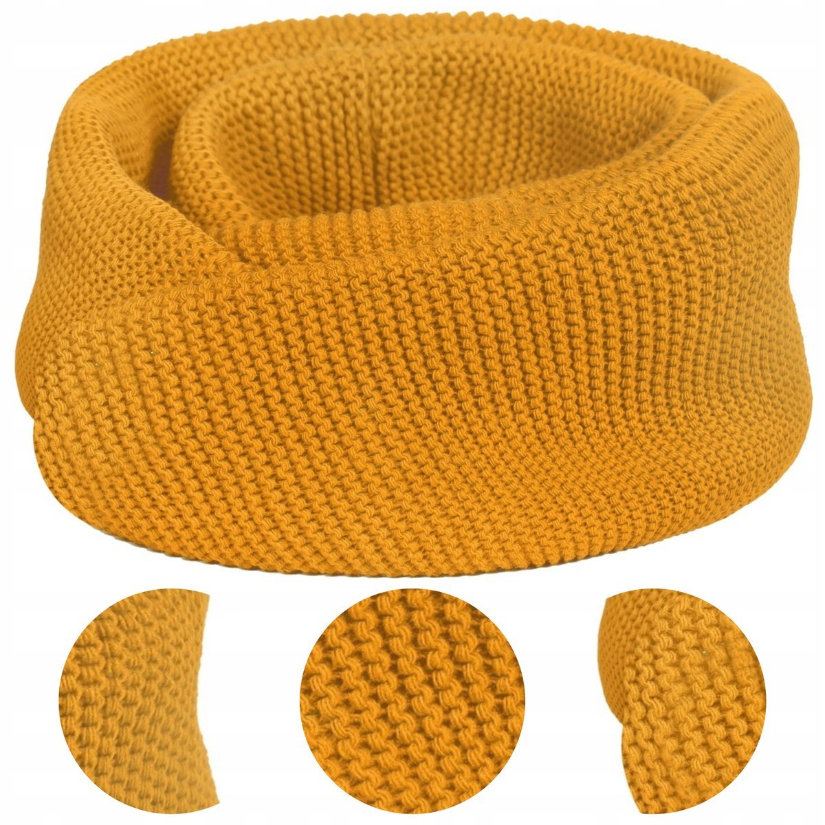 Komin Męski Musztardowy Tuba Jesienny Zimowy Polski Produkt Majka 140X40 Cm