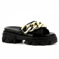 Klapki i japonki damskie - Czarne klapki na platformie CARINII - Carinii - miniaturka - grafika 1