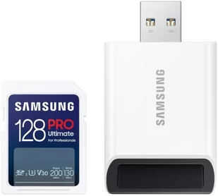 Samsung SDXC PRO Ultimate 2023 128 GB V30 U3 UHS-I (200 MB/s) + czytnik SD - Karty pamięci - miniaturka - grafika 1