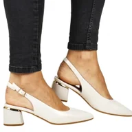 Czółenka - DAMSKIE SANDAŁY CZÓŁENKA BEZ PIĘTY SERGIO LEONE 175 PERŁOWE - miniaturka - grafika 1