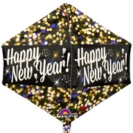 Balony i akcesoria - Balon foliowy na sylwestra Happy New Year czarny - miniaturka - grafika 1