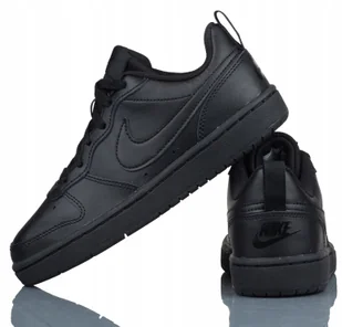 Buty Młodzieżowe Skórzane Czarne Nike Court Borough Low 2 (gs) R-35,5 - Buty sportowe damskie - miniaturka - grafika 1