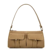 Torebki damskie - Damska torebka na ramię z kieszeniami khaki - miniaturka - grafika 1