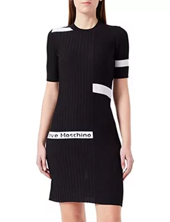 Sukienki - Love Moschino Damska sukienka z krótkim rękawem o dopasowanym kroju, czarny, 46 - grafika 1