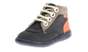 Botki damskie - KICKERS KICKICONIC Botki do kostki dla chłopców, unisex, dla dzieci, 1 UK, Granatowo-szary (Navy Taupe) pomarańczowy, 1 UK Child - miniaturka - grafika 1