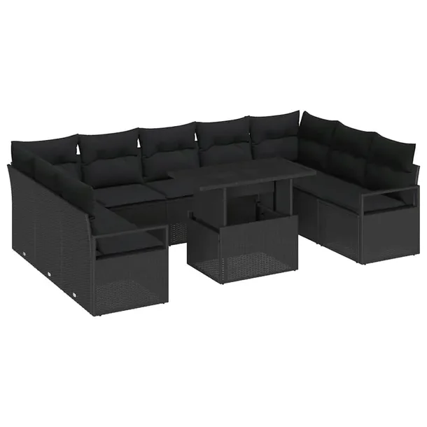 Zestaw Sof Ogrodowych Modularnych, Polirattan, Czarny, 5 Elementów