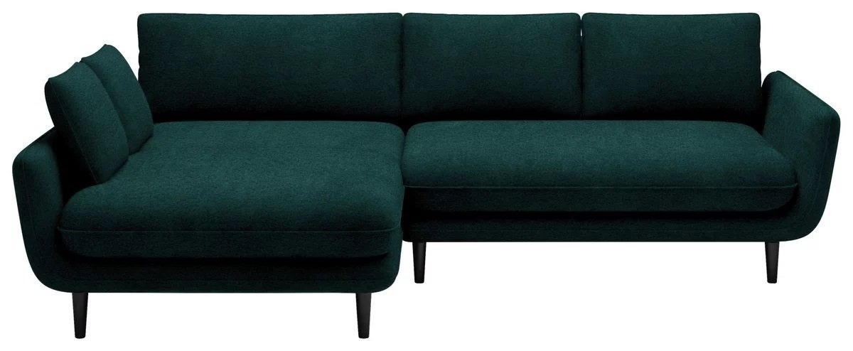 DOMO-HOME Narożnik z funkcją spania SOLANO - Elegancki skandynawski narożnik 260x167cm| Skrzynia na pościel i drewniane nóżki dla wygody i stylu Wysokiej jakości materiały Kolor zielony Lewy