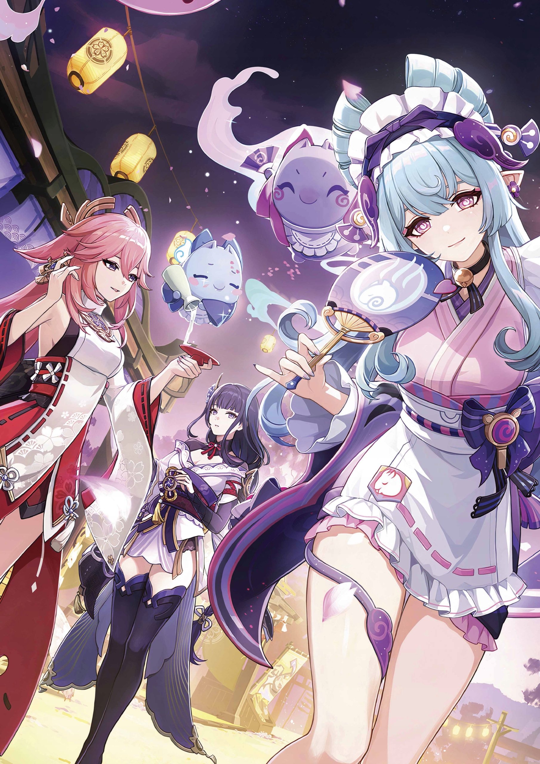 Plakat A3 Genshin Impact Anime Gra Mizuki Yumemizuki Raiden Shogun Yae Miko