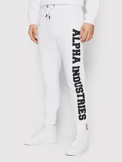Spodnie sportowe męskie - Alpha Industries Spodnie dresowe Big Letters 126343 Biały Regular Fit - grafika 1
