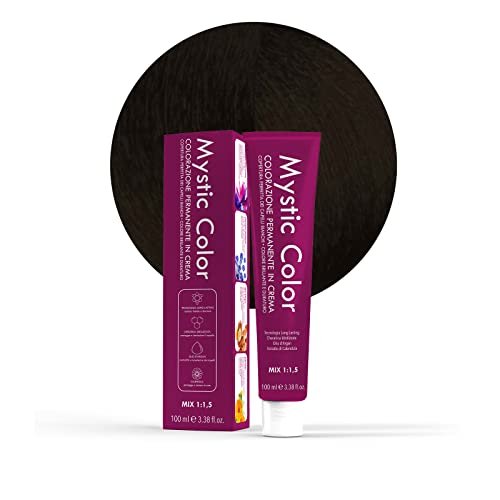 Mystic Color - Intensywny czarny kolor 1.0 - Farba do włosów - Profesjonalne farbowanie kremów o długiej żywotności - z hydrolizowaną keratyną, olejem arganowym i nagietkiem - 100 ml
