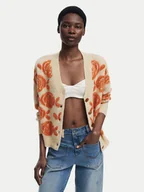 Swetry damskie - Desigual Kardigan Carter 25WWJF22 Beżowy Relaxed Fit - miniaturka - grafika 1