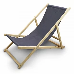 Antracytowy Drewniany Składany Leżak Do Ogrodu Na Plażę Regulowany - Leżaki ogrodowe - miniaturka - grafika 1