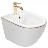 Bidety - Rea Bidet podwieszany Rea Carlo Mini White Gold Edge - miniaturka - grafika 1