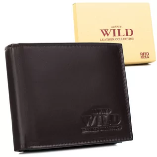 Portfele - Skórzany portfel męski z zasuwanym schowkiem — Always Wild - grafika 1