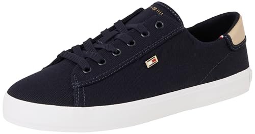 TOMMY HILFIGER Damskie VULC CANVAS LACE UP SNEAKER Low Top, NIEBIESKI (Space Blue), 6 UK, Niebieski kosmiczny niebieski, 39 EU
