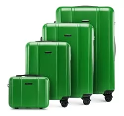 WITTCHEN Classic Line elegancka walizka z wytrzymałego poliwęglanu z pionowym tłoczeniem, zamek TSA, zielony, Kofferset 4tlg, Nowoczesny - Walizki - miniaturka - grafika 1