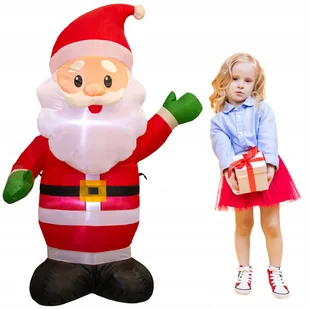 MIKOŁAJ dmuchany ŚWIECĄCY DUŻY pompowany LED 125 cm - Ozdoby bożonarodzeniowe - miniaturka - grafika 1