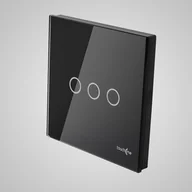 Klawisze i ramki - Touchme TM703B Duży panel 86x86mm szklany łącznik potrójny czarny TM703B - miniaturka - grafika 1